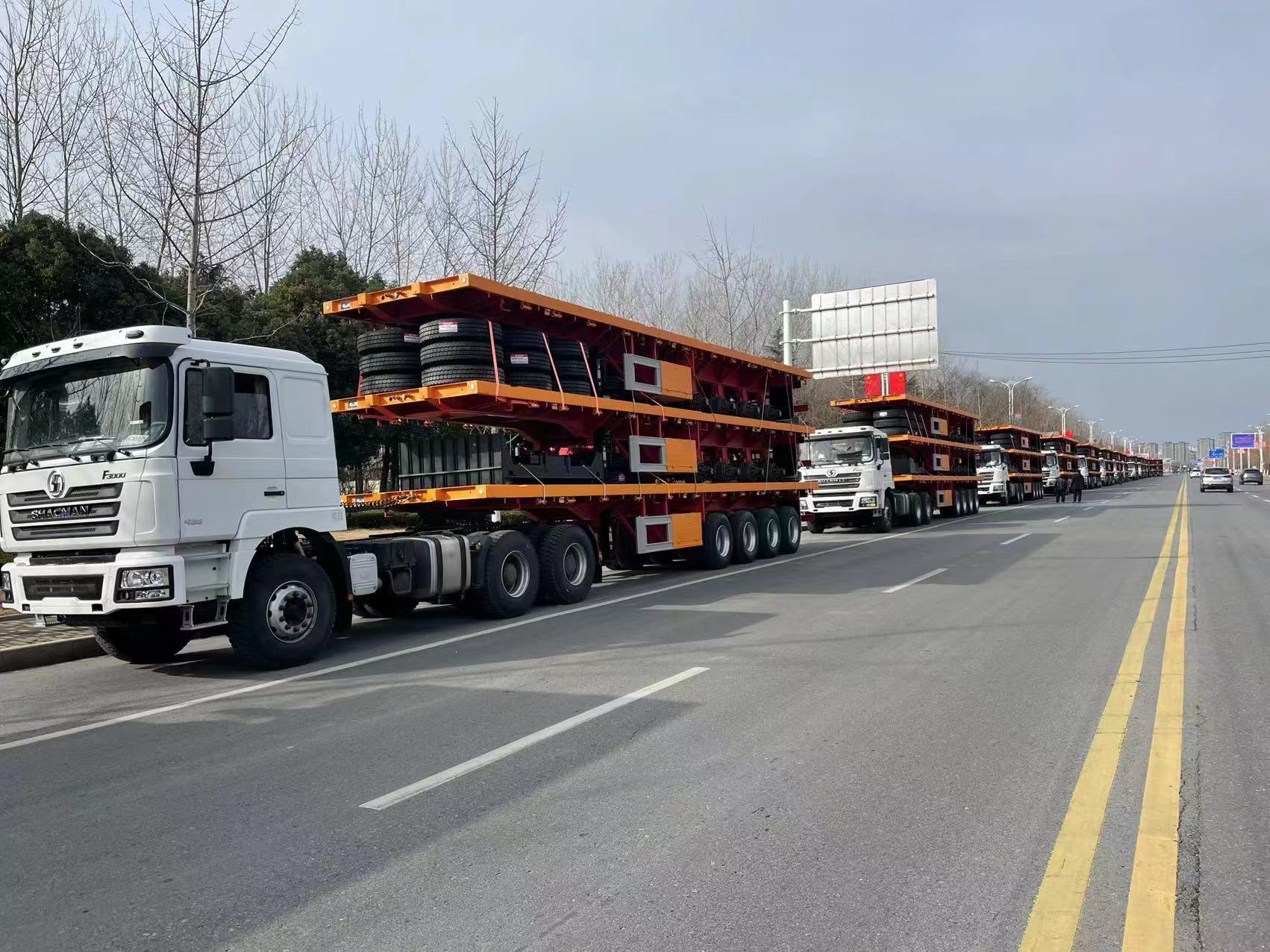 4 Axles Flatbed Semi Trailer siap dikirim menyang negara Afrika